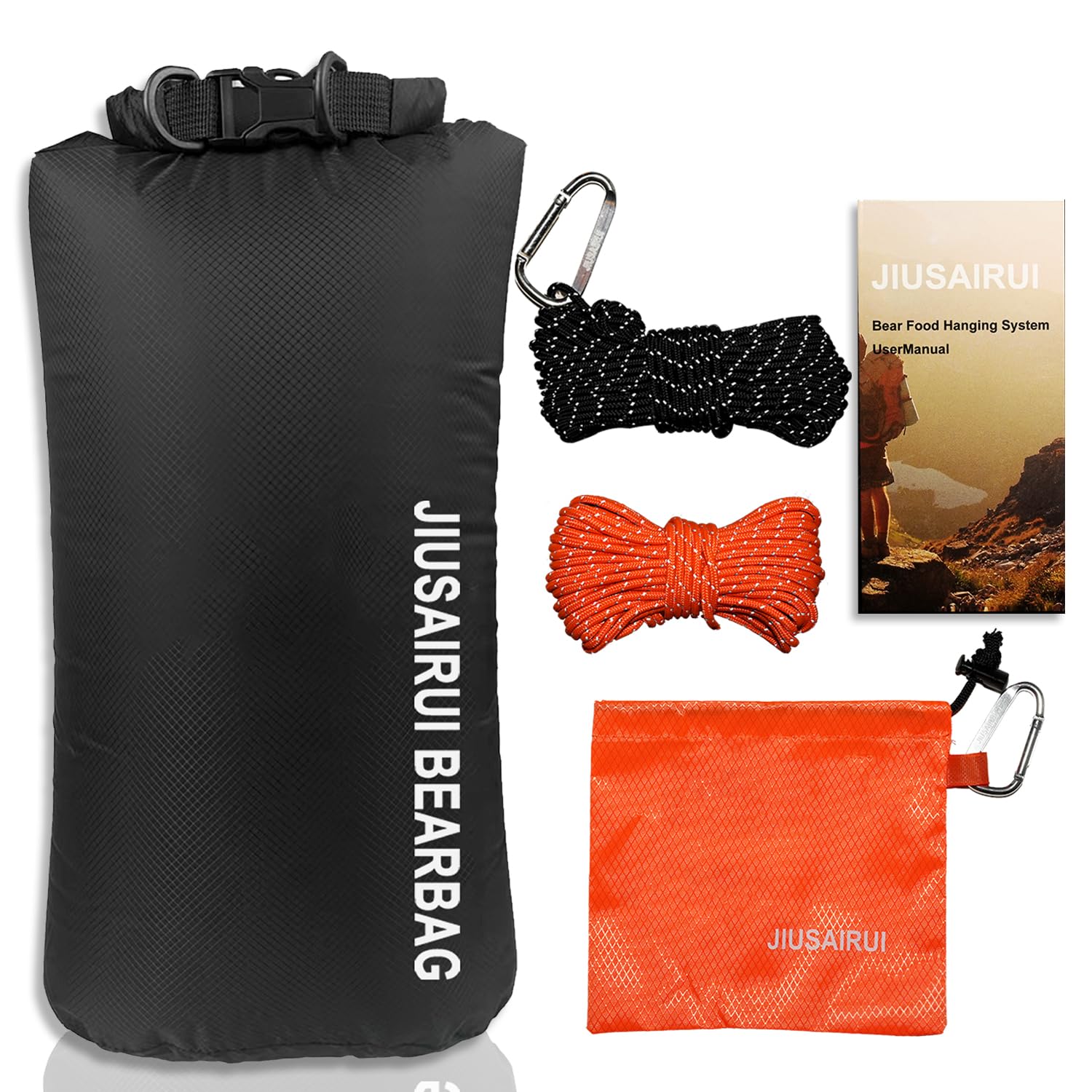 JIUSAIRUI 7.8Oz Ultralight Bear Bag Hanging Kit: 30D Waterproof Bear Proof Food Storage for Backpacking and Camping Alternative to Bear Canister (10L)