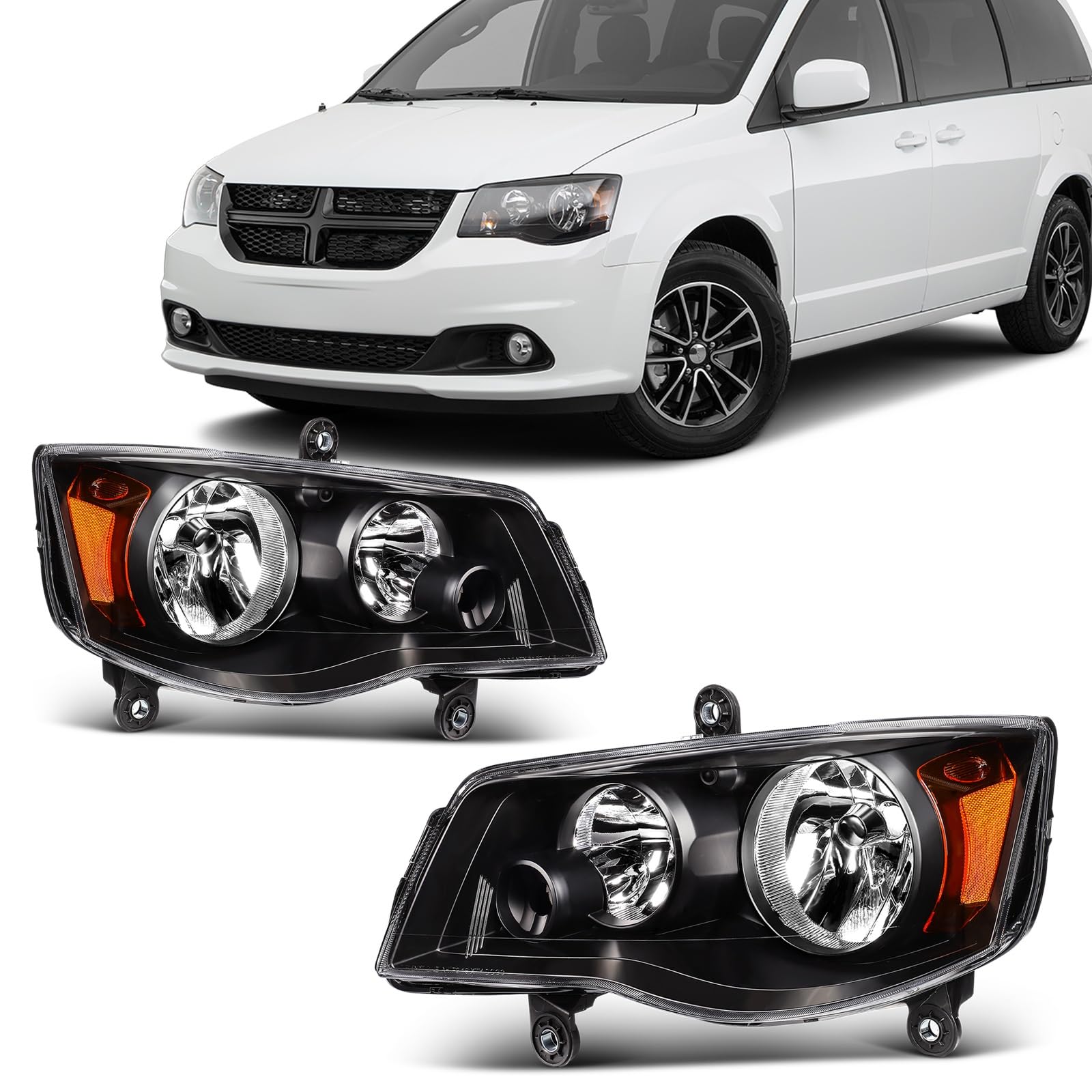 SCITOO Headlight Assembly Fit 2014-2021 For Toyota 4Runner Black Housing Amber Reflector Pair Headlights 81170-35571 — view 74