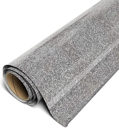 Siser Sparkle HTV Rollo de 12 x 5 yardas, vinilo de transferencia de calor con purpurina suave (espada plateada)