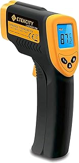 Etekcity 774 - Termómetro Infrarrojos Digital (Medidor de Temperatura sin Contacto, -50 hasta +380 °C, Iluminación LCD, Color Amarillo/Negro, No Apto Para Personas)