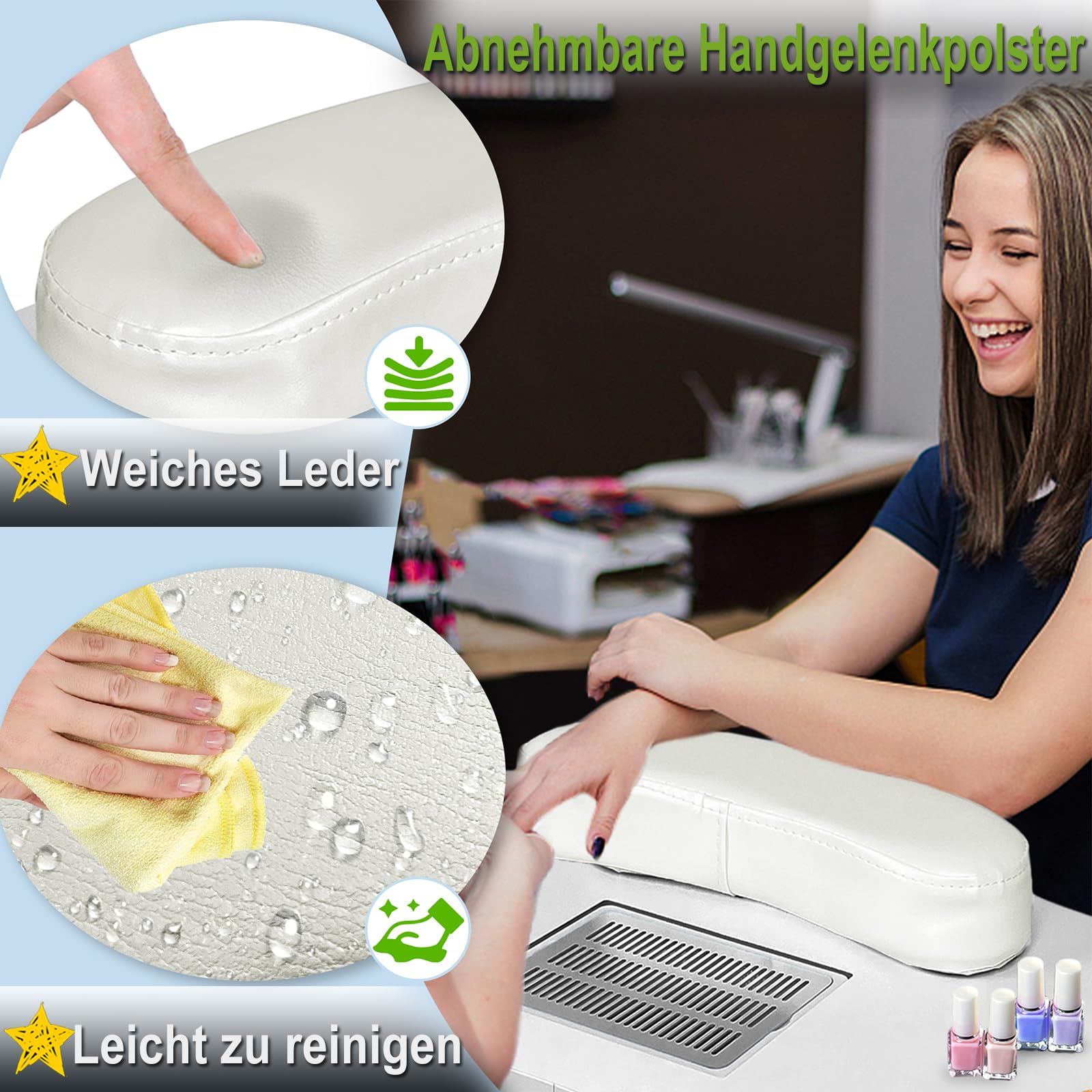YRHome Składany stół do manicure z odsysaniem, 98 x 44 x 77 cm, stół do manicure, stół do manicure, z workiem na kurz, przenośny stół do manicure, przenośny stół do manicure, torba na kółkach, 13 kg,