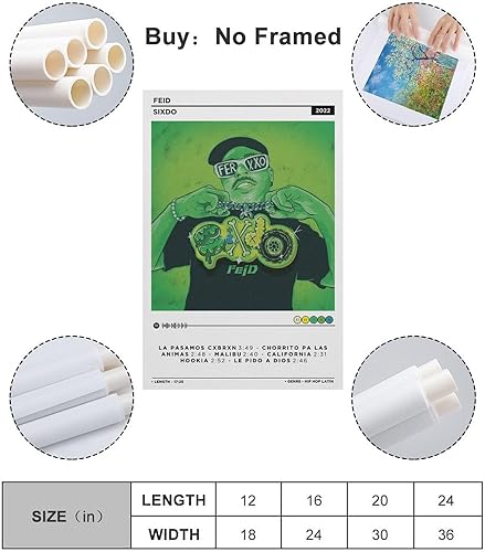 Miniatura 2 de DAXXIN Feid -Sixdo - Póster de lienzo decorativo para pared, sala de estar, dormitorio, decoración, regalo, sin marco, estilo 20 x 30 pulgadas (19.7