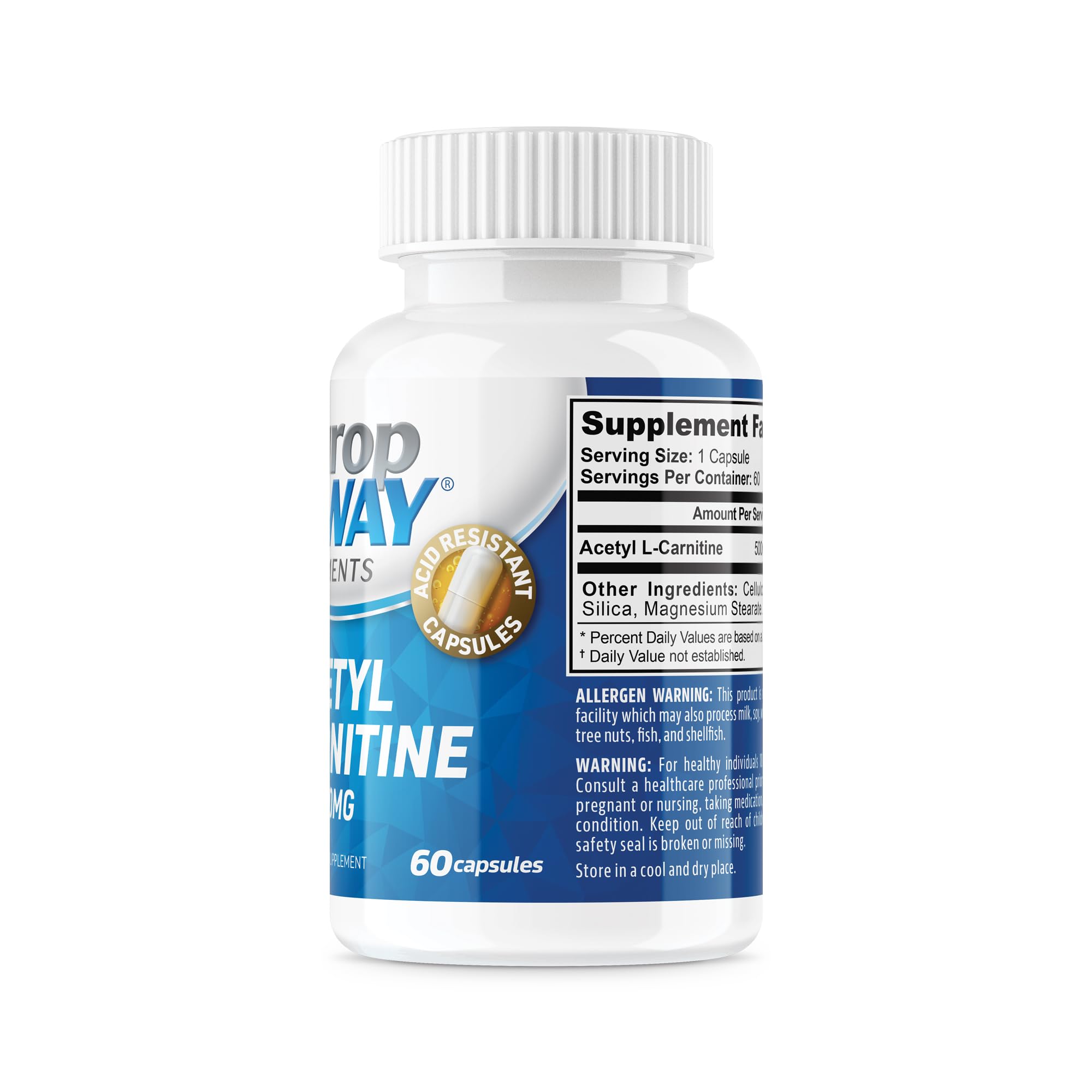 NeuropAWAY Elements Acetyl L-Carnitine 500mg 60ct Capsules (60 500mg Capsules Per Bottle) Veggie Caps Third Party Tested Made in USA — Amazon image 3