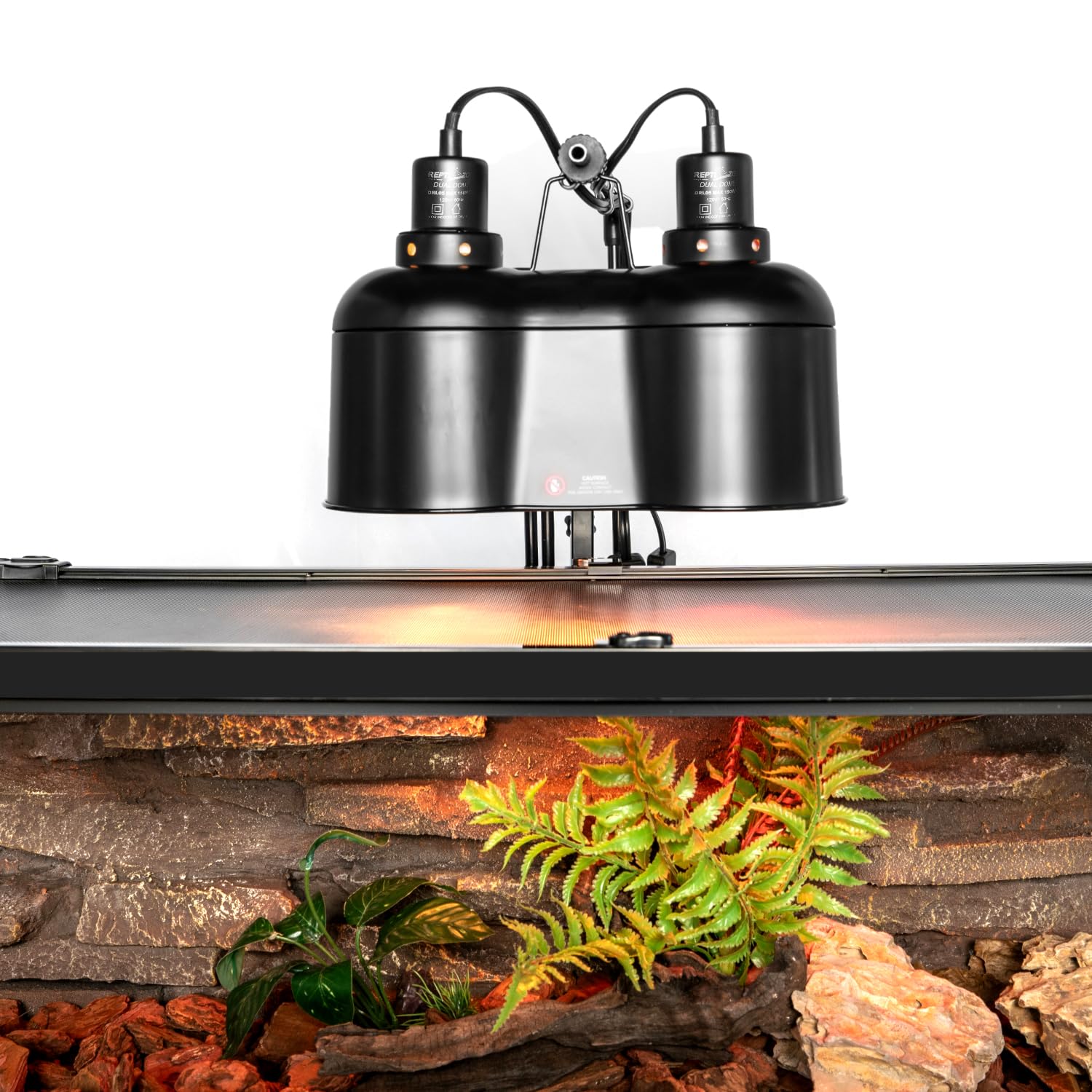 REPTI ZOO Dual Reptile Light Fixture, Max 150W Dual Dome Heat Lamp Fixture with Independent Switches Reptile Tank Accessories UVB Light Fixture (Bulb Not Included) - image 6