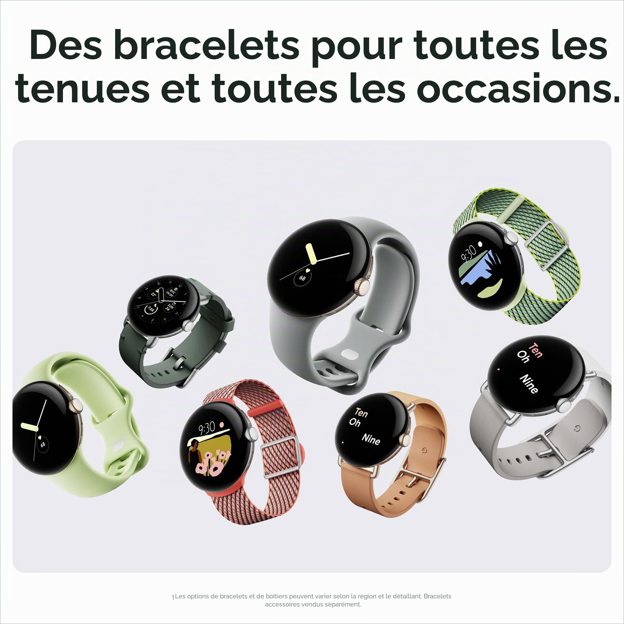 Google Pixel Watch LTE 41 mm avec bracelet en acier inoxydable mat noir obsidienne (remis à neuf)