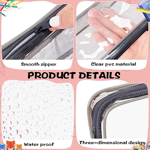 Miniatura 10 de Fainne Estuche transparente para lápices, 50 unidades, de cloruro de polivinilo transparente, con cremallera, bolsa grande de artículos de tocador