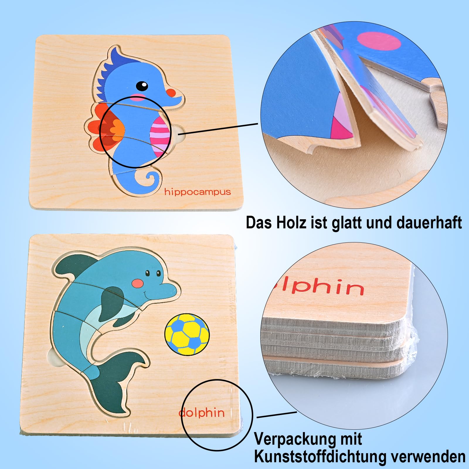 Montessori spelletjes voor meisjes 1 tot 3 jaar 3D puzzel • Kleine Piraten