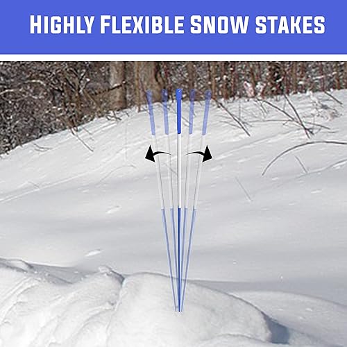 Miniatura 3 de Polar Snow Products 100 marcadores azules de 48 pulgadas de 516 pulgadas, con broca de instalación de 12 pulgadas, estacas de nieve, marcadores de