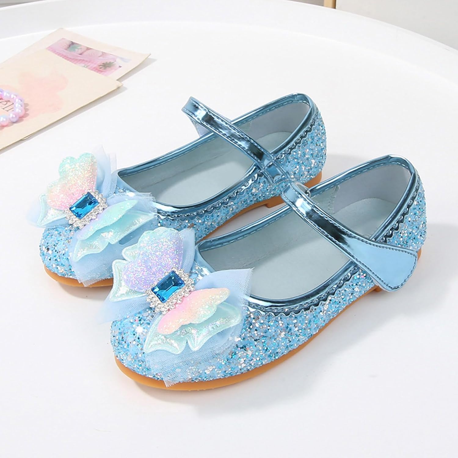 IWIHMIV Toddler Little Girl Mary Jane Dress Shoes Non Slip Comfortable Ballet Flat Party School Shoes with Bow