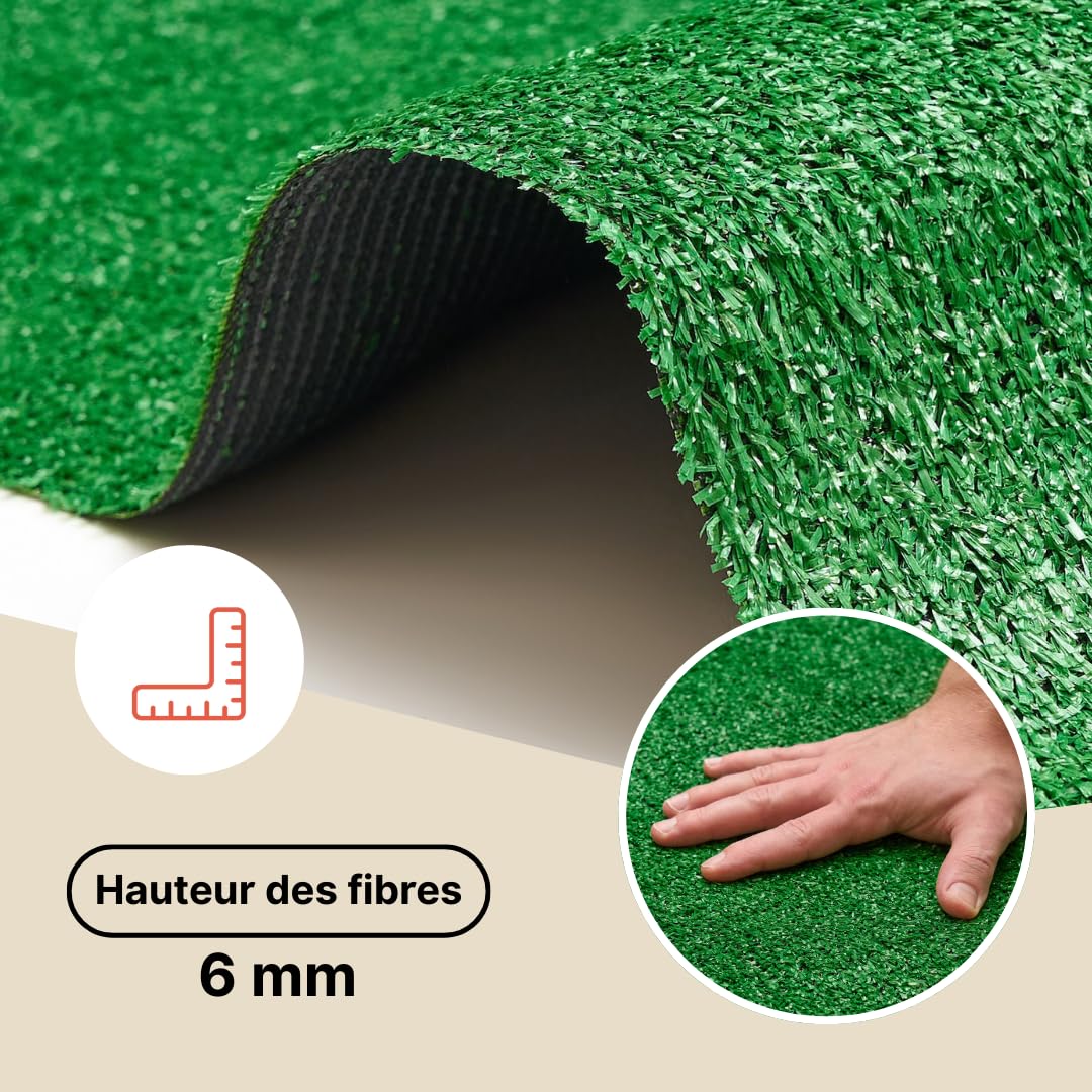 TAPISO Natural Rasenteppich Kunstrasen Grün für Garten Balkone Terrassen Wintergärten - Höhe:6 mm Meterware 300 x 500 cm