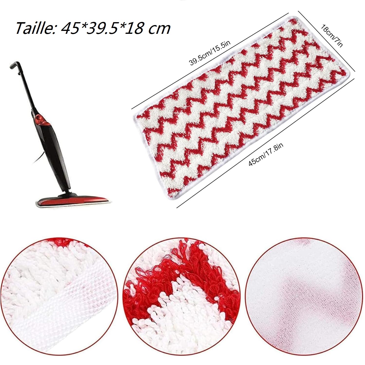 Recambios Para Fregona Vileda Steam XXL - 4 Almohadillas De Microfibra, 45x39.5x18 Cm, Blancas Y Rojas