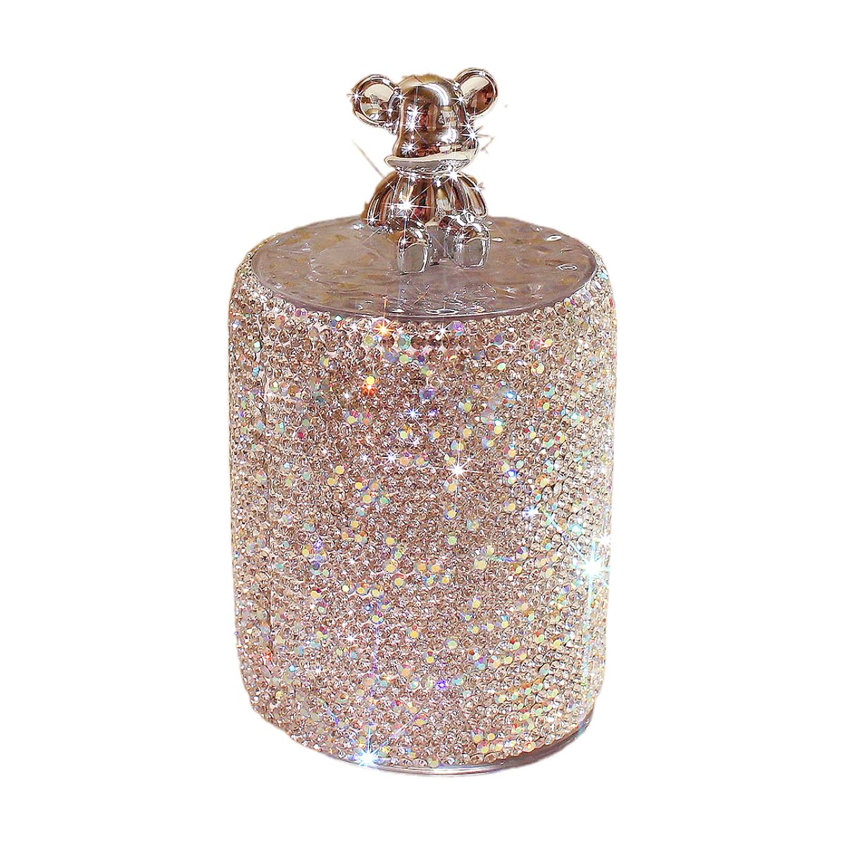 Bestbling Bling Luxury Rhinestone Toothpick and Cotton Swab Storage Box with Lid - Elegant Desktop Organizer for Makeup Removers, Cotton Swabs, and
