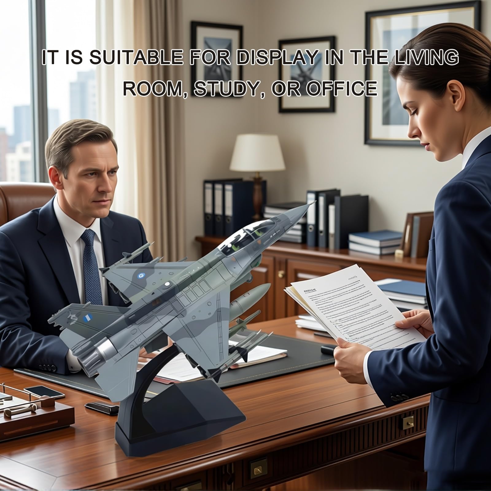 Model myśliwca ze stopu F-16D w skali 1:72 - odlewany ciśnieniowo samolot wojskowy do kolekcjonowania ze stojakiem, bardzo szczegółowa symulacja statyczna do dekoracji