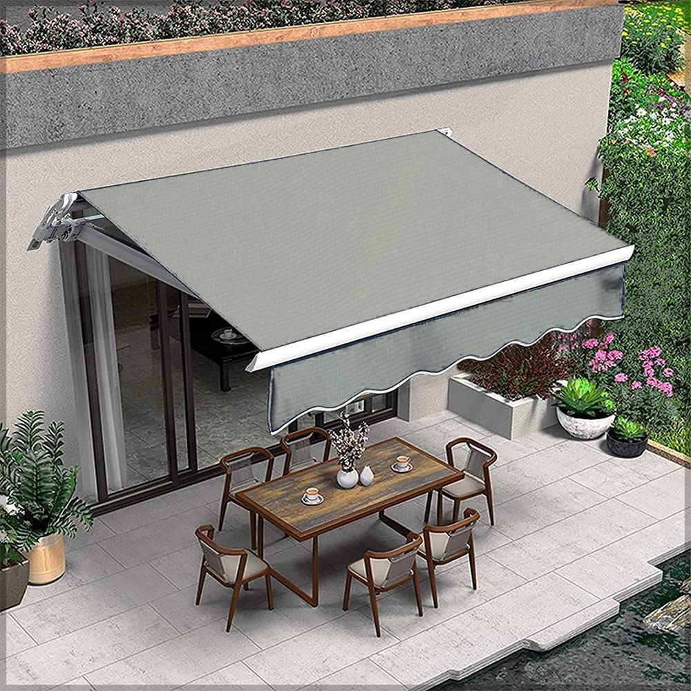 Yatai Outdoor Sun Shade Cover Deck Window Door Canopy Shelter Foldable Awning with Manual Crank Handle Retractable Patio Awning, UV and Water-Resistant, Aluminum Awnings