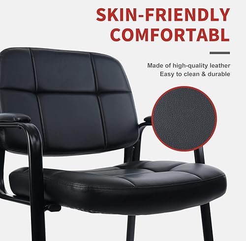 Miniatura 7 de CLATINA Silla grande y alta para invitados de oficina, 400 libras con respaldo acolchado de cuero regenerado, asiento ancho, silla de recepción,