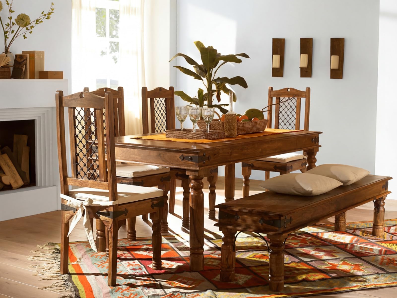Woodkings Sitzbank Merlow aus massiver Akazie – Holzbank im Landhausstil ohne Lehne – 178 cm