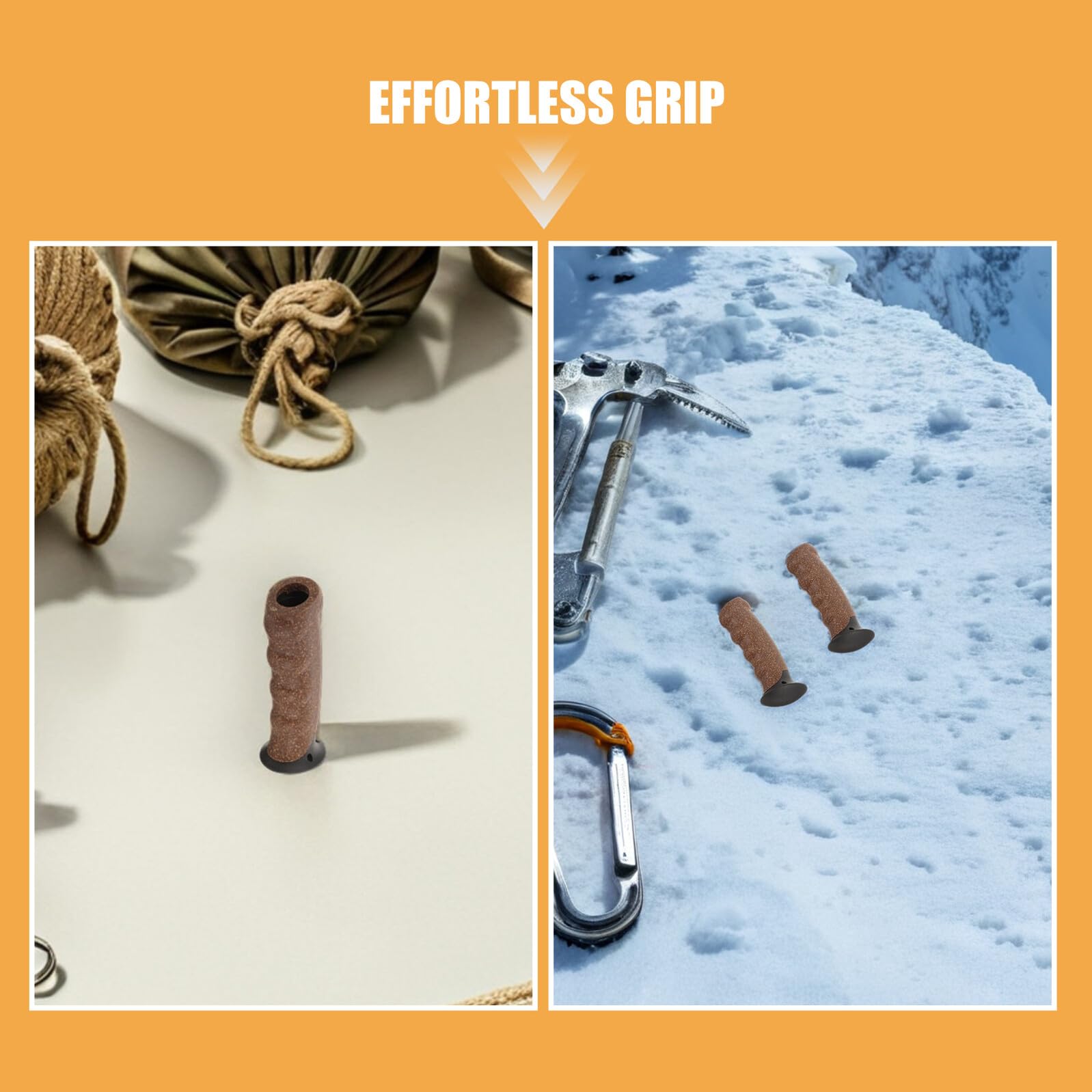 Lot de 5 Poignées de Remplacement Antidérapantes en Liège Naturel pour Bâtons de Randonnée et Trekking, Poignée Droite Ergonomique Jaune, Confort de Prise, Compatibles