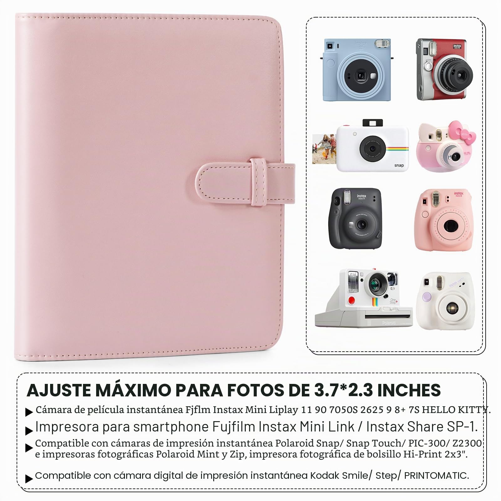 Álbum de fotos DUNSOO 256 bolsillos para Instax Mini compatible con Fujifilm Kodak Zinc