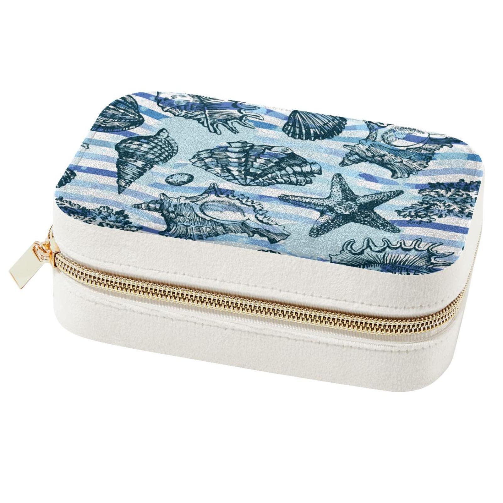 Boîte à bijoux portable en coquillage, organiseur voyage pour bagues