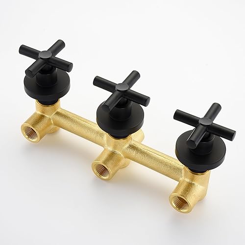 Miniatura 7 de SUMERAIN Grifo de bañera de montaje en pared con ducha de mano, grifo de ducha de bañera de 3 manijas, color negro mate de alto flujo