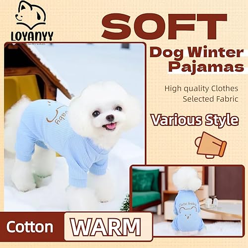 Miniatura 3 de Loyanyy Pijama de algodón para perro, suéter cálido para perro, lindo mameluco elástico para gatos, overol de invierno para niñas y niños, elegante