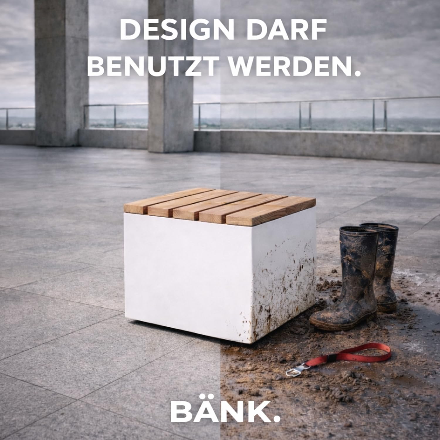 ETG Garten Sitzwürfel Sitzhocker Sitzbox Sitzbank aus Stahl & Lärche 50 x 45 x 50 gelb
