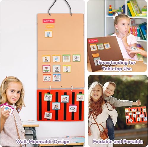 Miniatura 5 de CHEFAN Calendario visual para niños, tabla de horarios diarios 3 en 1 para niños pequeños con 172 tarjetas, tabla de rutina matutina para dormir,