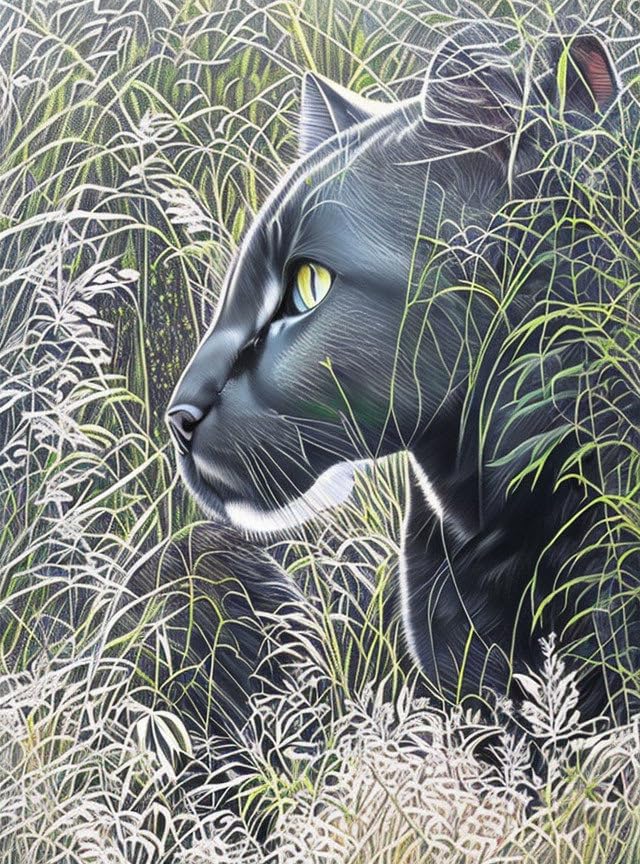 Toile chat grand gras vert 58x90 cm pour réveiller un mur blanc