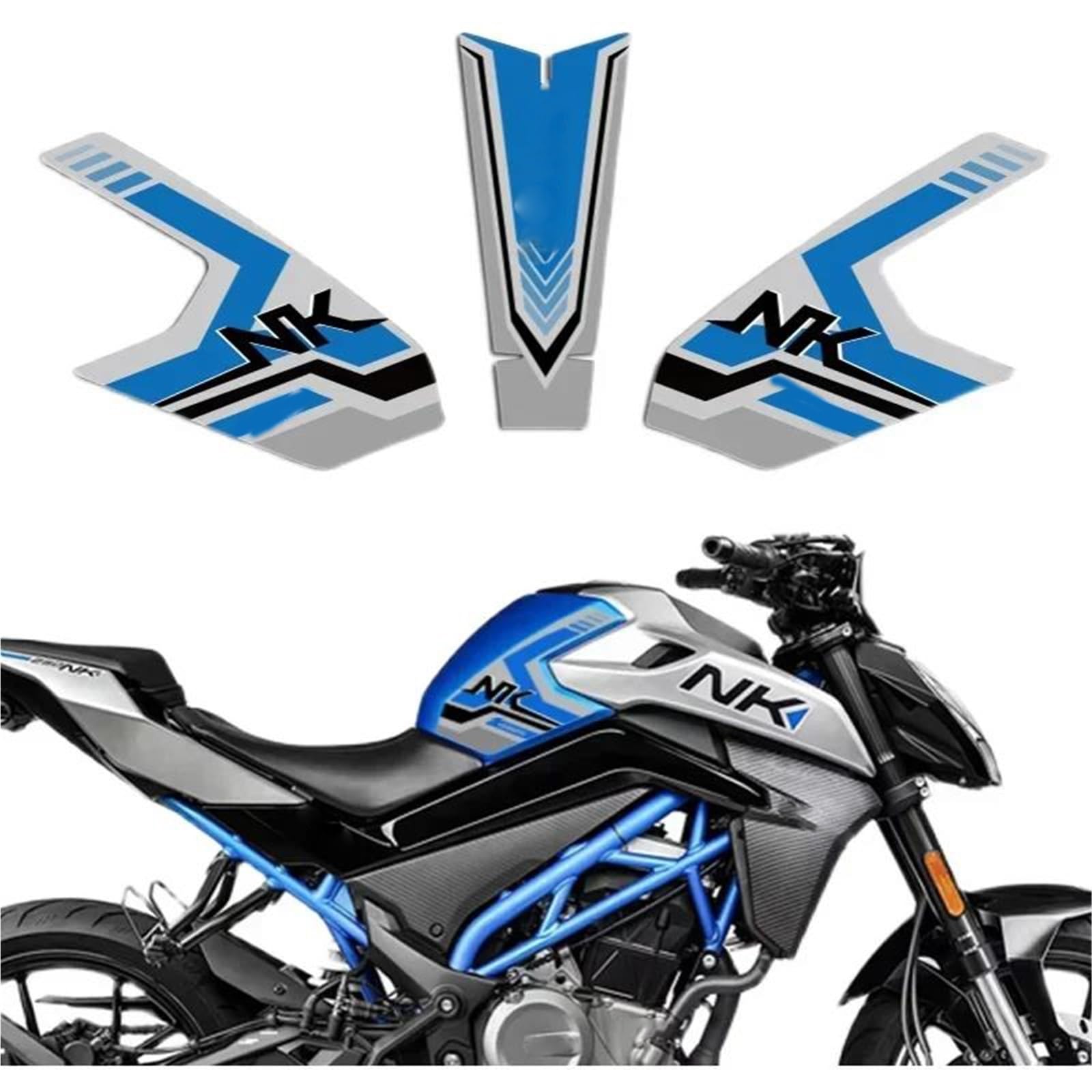 Decorative Sticker Motorcycle Fuel Tank Sticker Decal Pad Protector Accessories Set for CFMOTO 250NK 250 NK 2021(Blue)