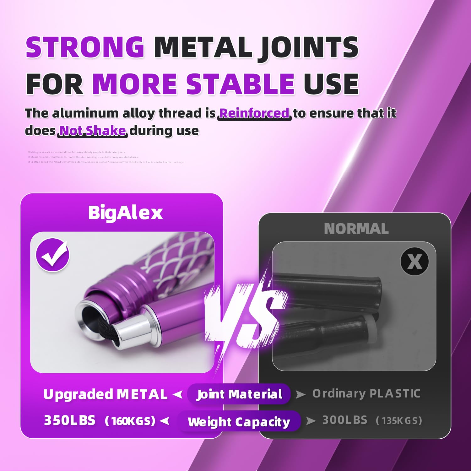 BigAlex Bastón Ligero con Doble Luz LED para Mayores, Plegable y Altura Ajustable, Base Cuádruple Antideslizante, Bastón de Senderismo para Hombre y Mujer, Ayuda para Caminar y Levantarse