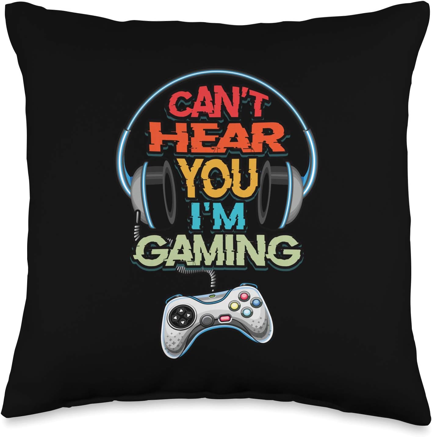 Can't Hear You I'm Gaming Vintage Funny Gamer Gift Idea Throw Pillow