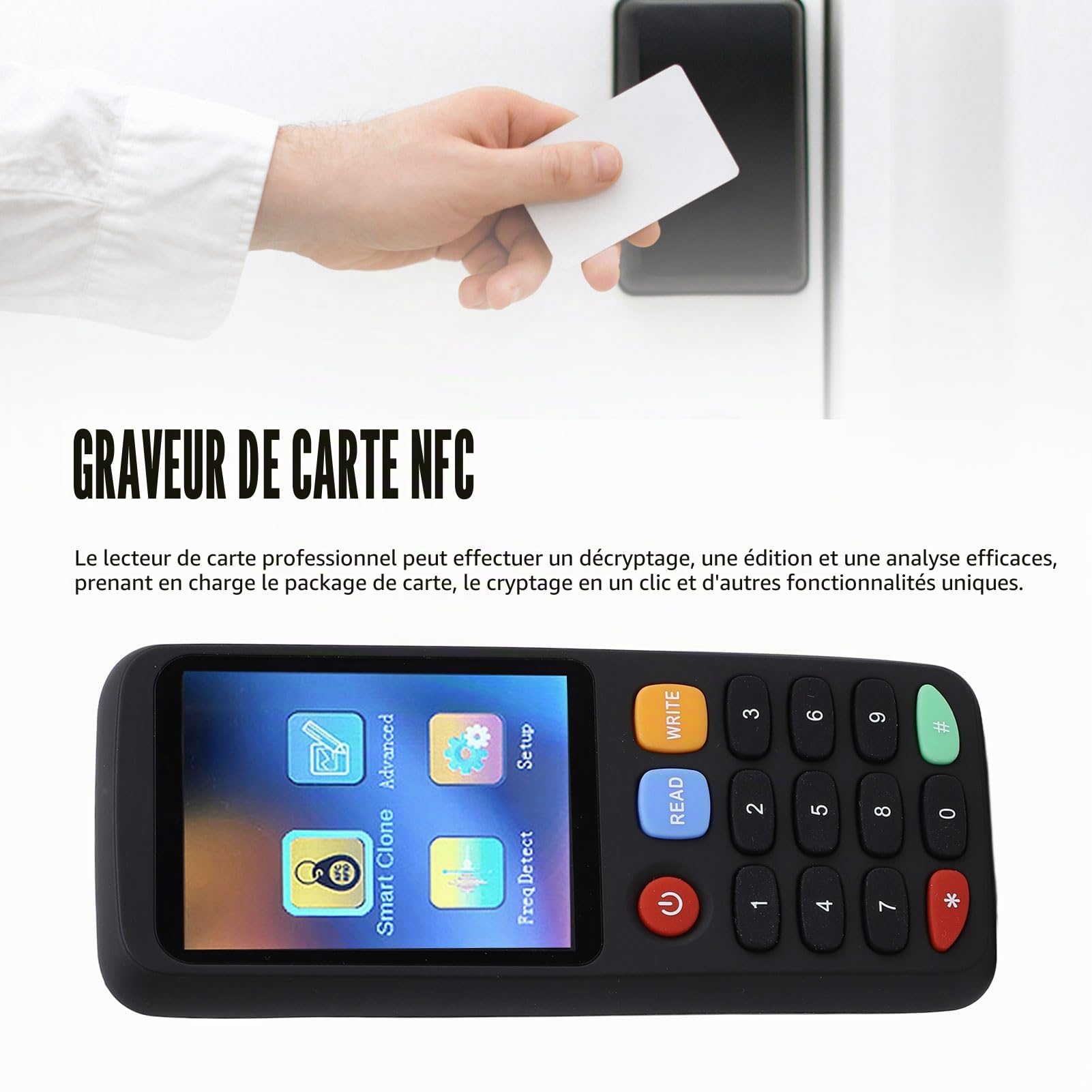 Garosa Duplicateur de Carte NFC Portable Copieur RFID pour Contrôle d'Accès Programmeur IC 13.56MHz USB Type C Cloneur de Badge avec Logiciel Décodeur
