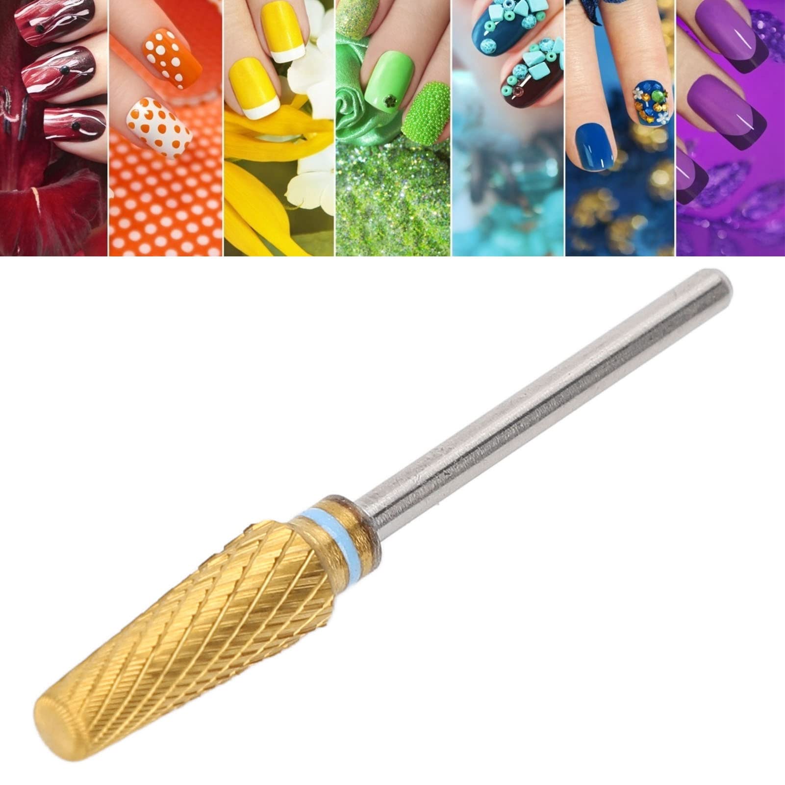 Foret à ongles conique 5 en 1 en carbure de tungstène - Foret à lime à ongles en acrylique - Forets à cuticules - Outils de nail art pour ongles en gel, manucure, pédicure