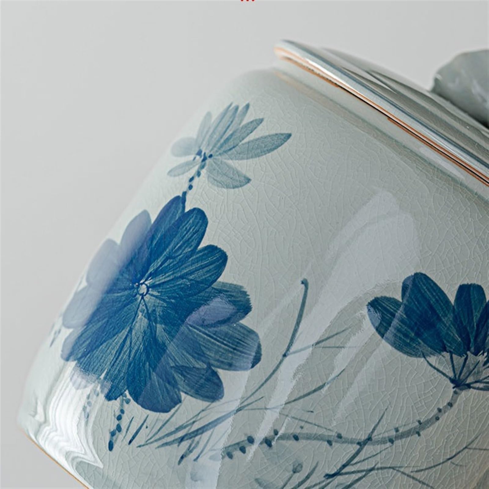 pojemniki na herbatę, kawę i cukier Ceramiczny słoik do przechowywania herbaty, ręcznie malowany, zapieczętowany z lotosem