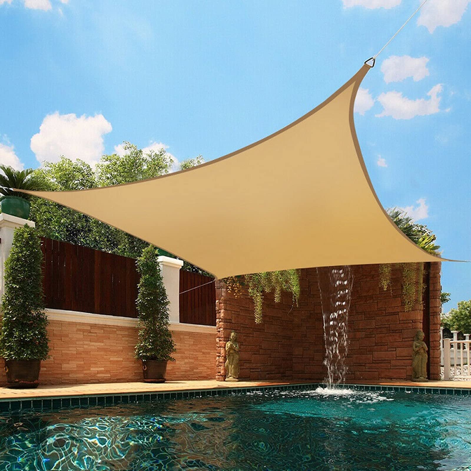 12'X16' Rectangle Sand Sun Patio Shade Sail Canopy Use for Patio Backyard Lawn Garden Outdoor Awning Shade Cover-185 GSM-Block 98% of UV Radiation-5Years Warranty