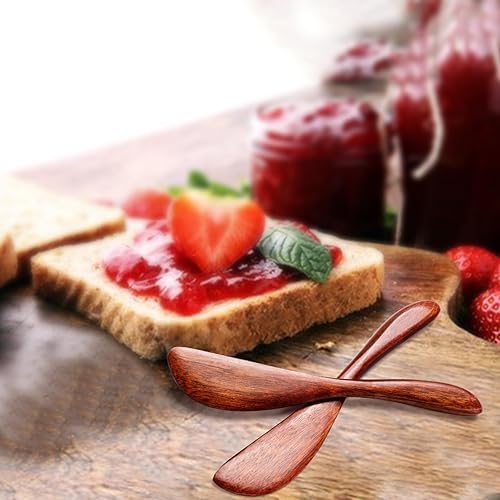 Miniatura 7 de Juego de 10 cuchillos de mantequilla para esparcir mantequilla de madera, para queso de mermelada de maní (BK-01 (20 piezas)
