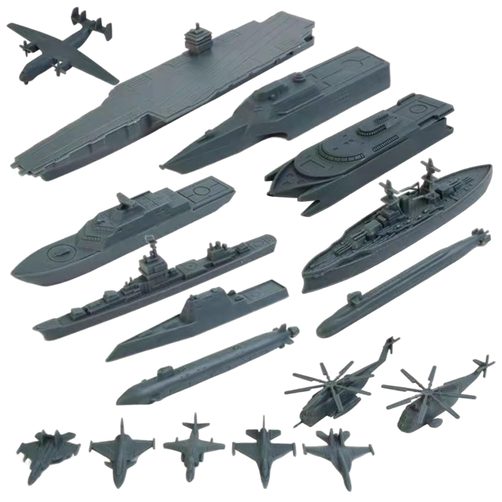 BEAHING Jouet porte-avions, 17 pièces, jouets militaires en plastique, comprend des cuirassés à petite échelle, des cuirassés, sous-marins, pour garçons et filles, enfants