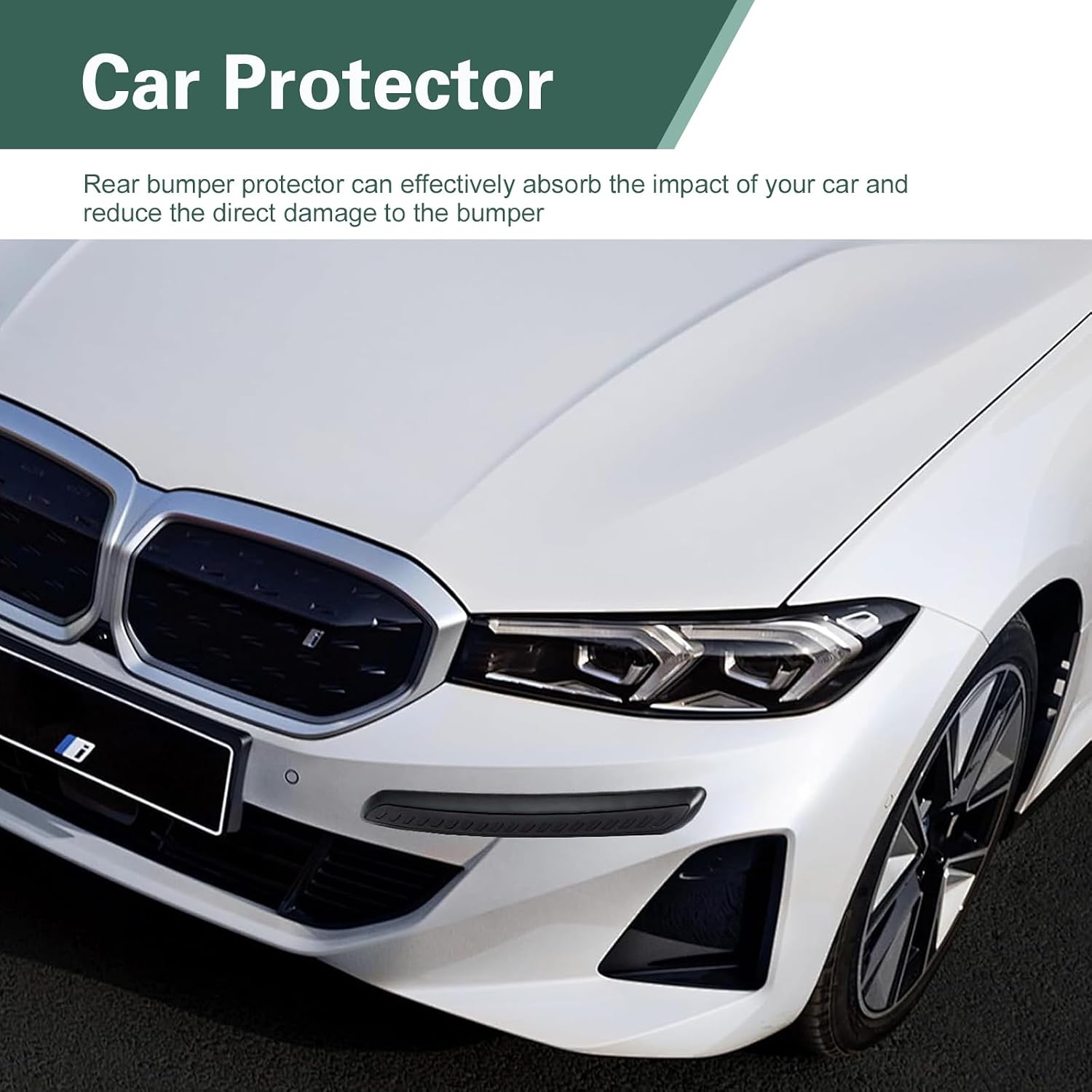 2PCS Rubber Car Bumper Guard, Auto Anti-Collision Rear Bumper Protector Strip, Universal Front Rear Bumper Corner Guards, Vehicle Exterior Accessories, for Most Sedan, Truck, SUV