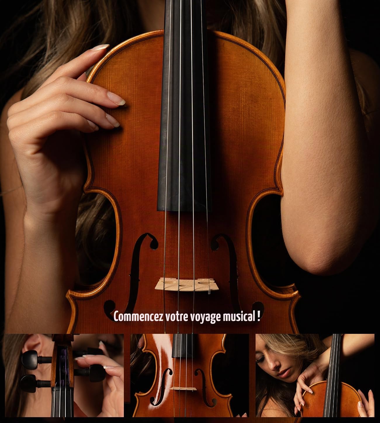 Violon 4/4 Adulte Aileen, Violon Débutant Aspect Antique Brillant
