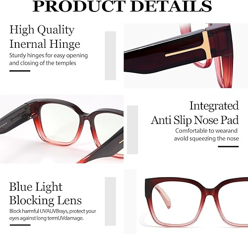 Miniatura 3 de LVIOE Lentes con filtro de luz azul para mujeres y hombres, anteojos de bloqueo de luz azul de gran tamaño para llevar sobre anteojos LB7511