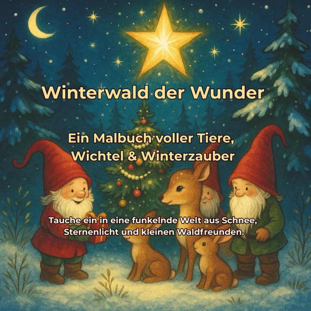 Winterwald der Wunder: Ein magisches Ausmalbuch voller Wintertiere, Wichtel & Suchbilder, für Kinder ab 3 Jahren