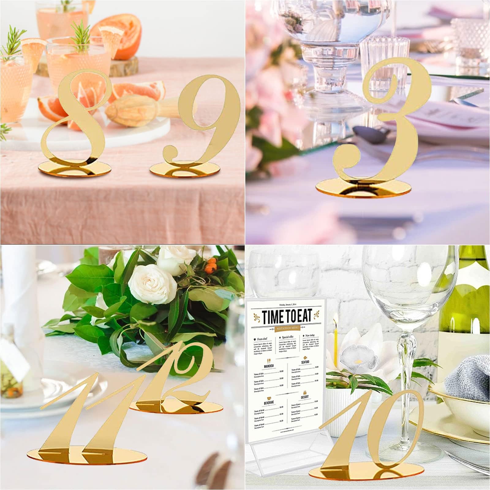 Numéros De Table En Acrylique Miroir Avec Support En Acrylique