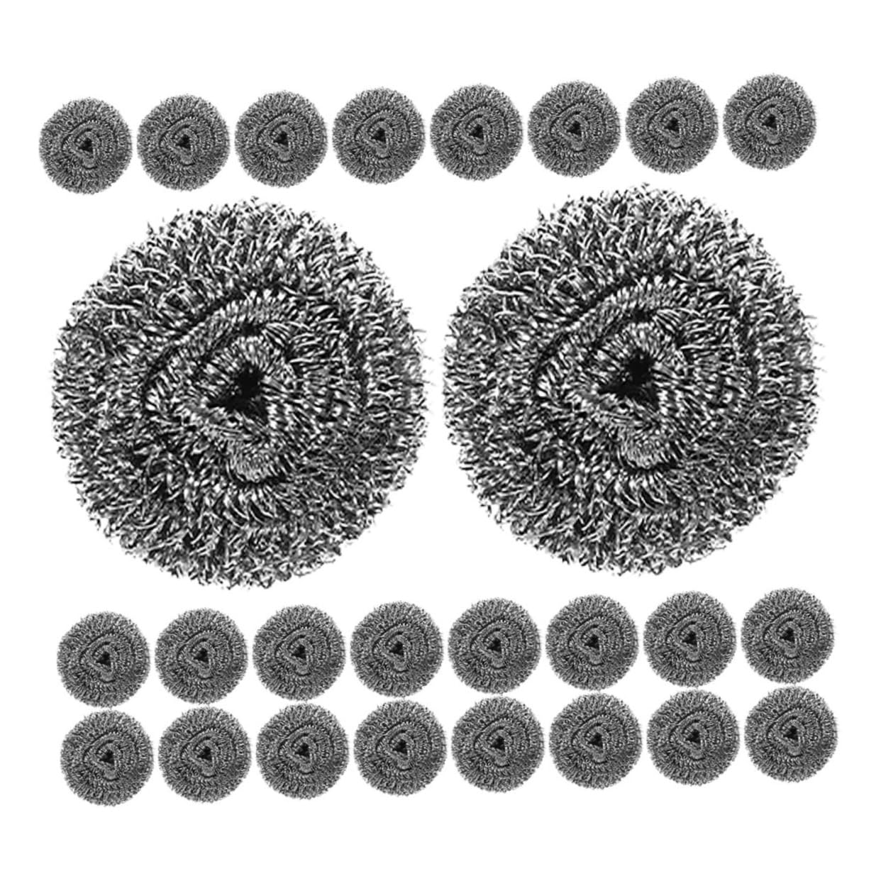 GOOHOCHY Ergonomic Kitchen Dish Scrubber Set 48 Pack Steel Wire Scrubbers Dish Cleaning Ball Utensil Cleaning Brush