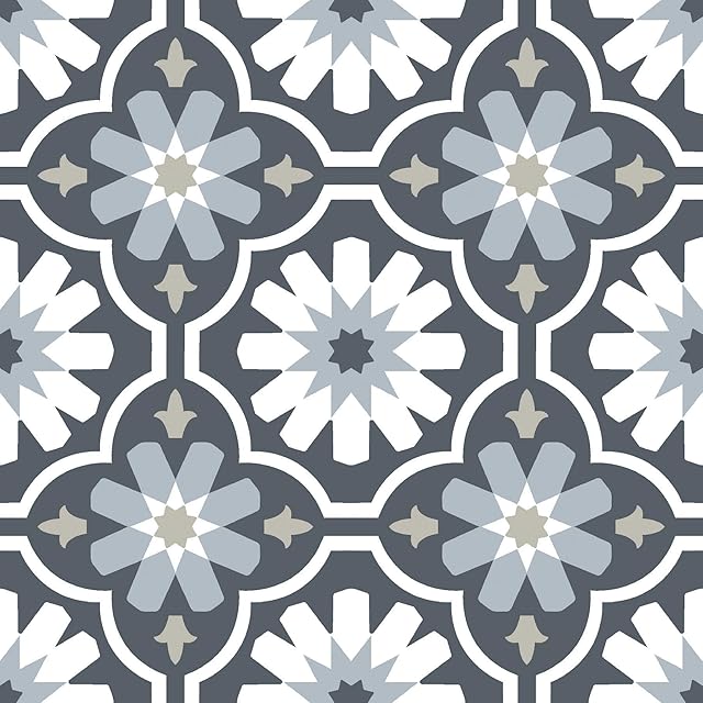 FloorPops FP2944 Sevilla Peel & Stick Floor Tiles, Gray, 60" L x 24" W x 0.06" T
