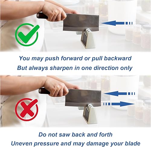 Miniatura 5 de Afilador de cuchillos doméstico: afila cuchillos de cocina, cuchillos de chef, tijeras. 3 etapas con carburo de tungsteno y cerámica. Fácil de usar