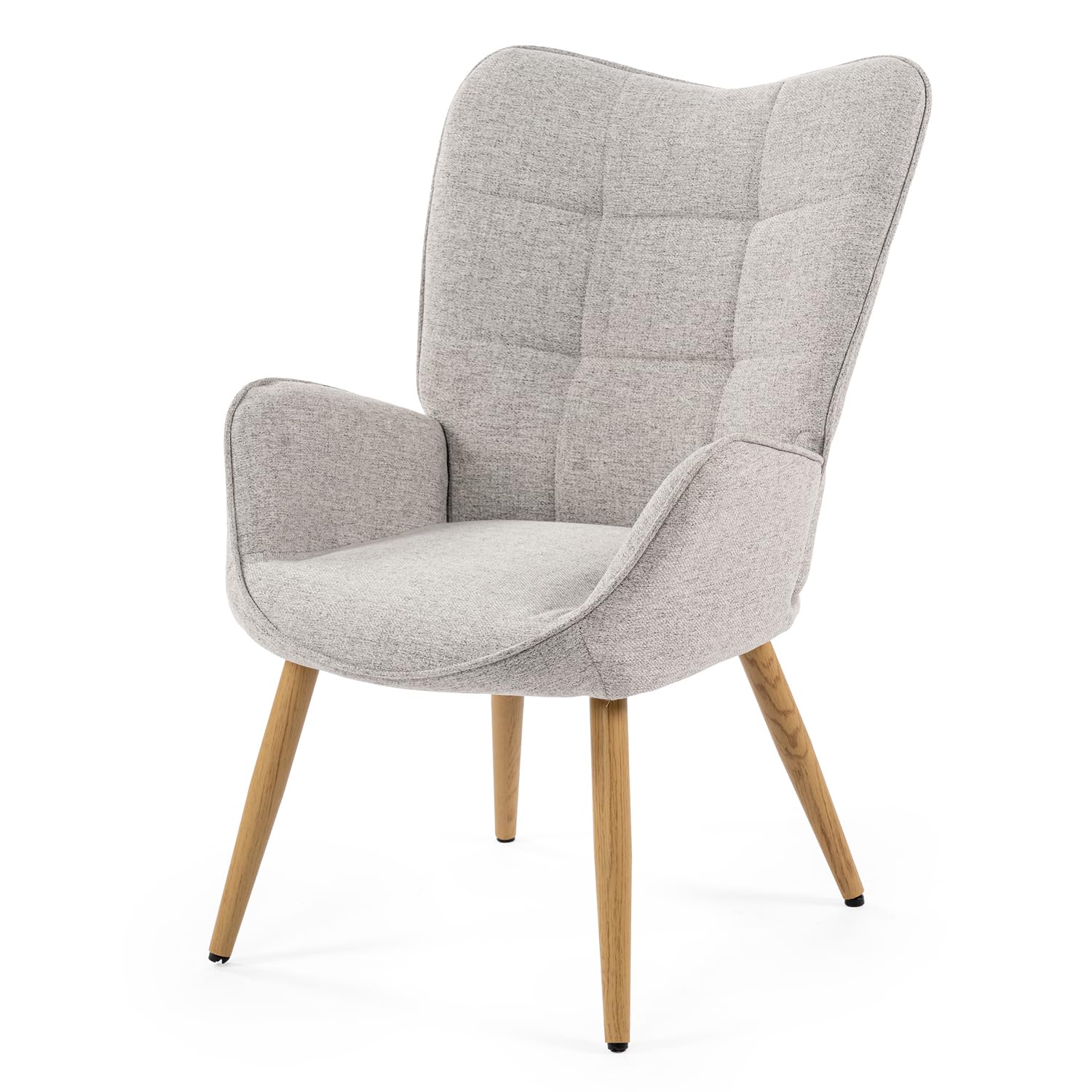 MEUBLE COSY Poltrona Imbottita Sedia da Salotto con Braccioli Poltroncina Relax con Schienale Alto e Cuscino Spesso Gambe in Metallo per Soggiorno in Tessuto Grigio