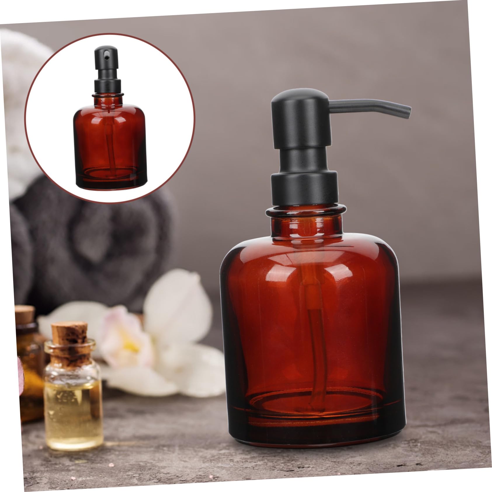 WOONEKY Bottiglia Dosatrice in Acciaio Inossidabile da 12 Once con Pompa, Dispenser per Liquido Detergente e Shampoo per Viaggio e Hotel, Design Compatto e Riutilizzabile