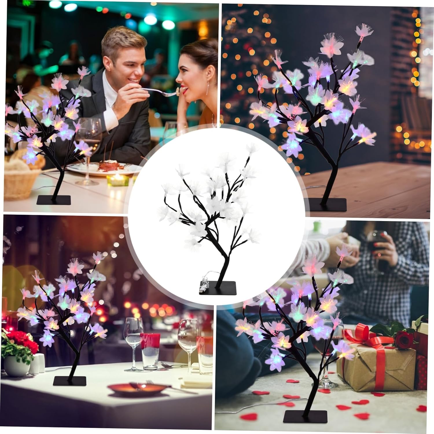 KICHOUSE 1pc Artificial Tree Lamp Led Lights Faux Light Desktop Decor Safe and Odorless