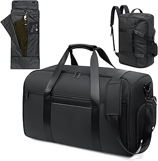 GARPROVM Saco de viagem descapotável 4 em 1, com compartimento separado para fato e sapatos, impermeável. Bagagem de mão, mochila ou mala de fim de semana para homens e mulheres, Preto, M, Normal