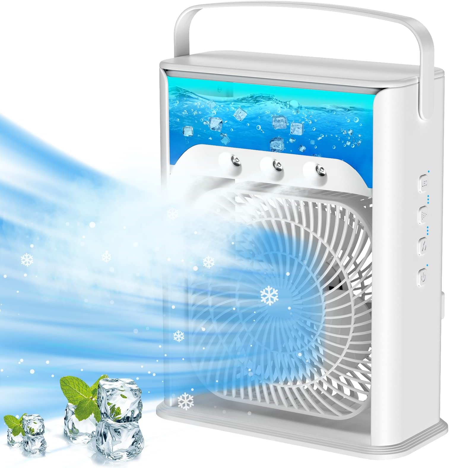 Portable Air Cooler 4-In-1 Mini Mobile Conditioner Fan, Cooling Fan And Humidifier, 7 Colors Led Night Lights With 3 Speeds Personal Evaporative Coolers, Conditioning For Home Office